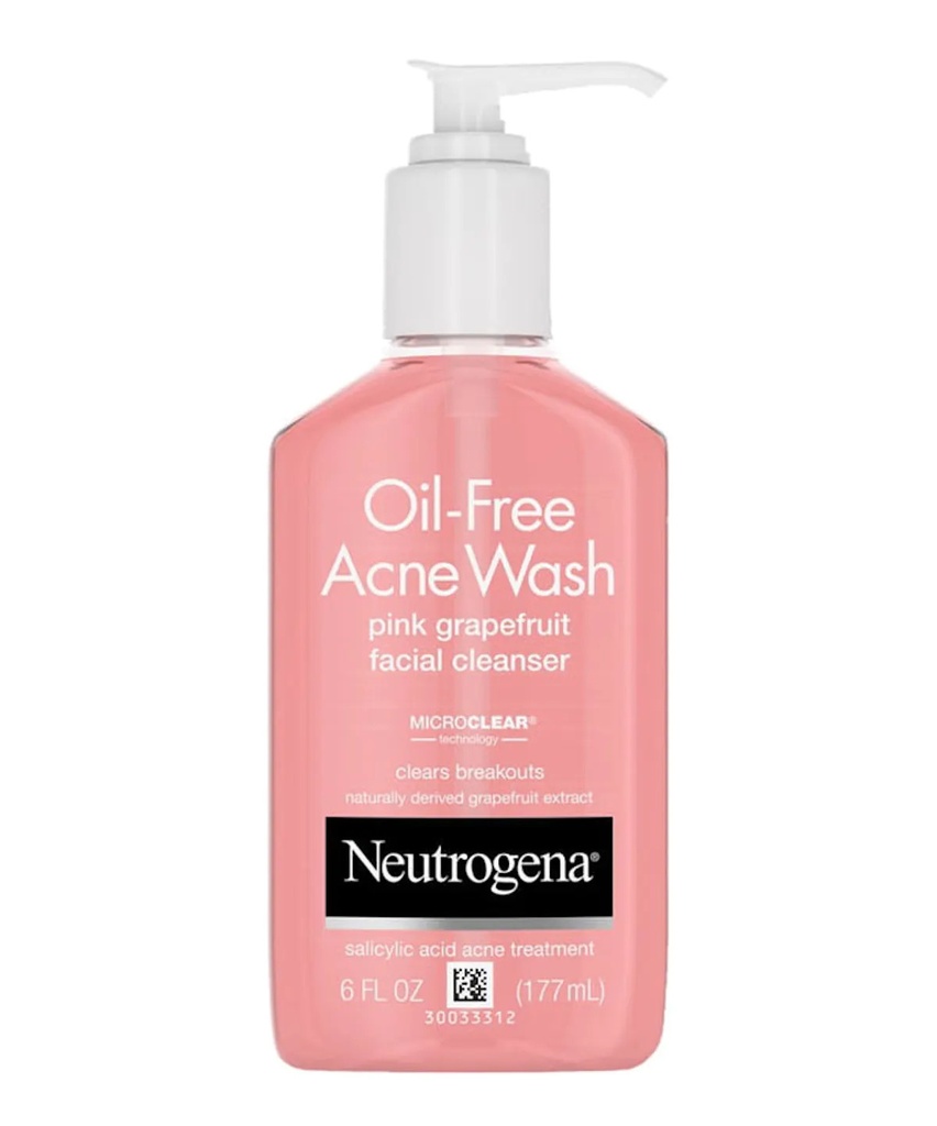 Johnson & Johnson Neutrogena 6 fl oz Grapefruit Oil-Free Acne Wash Facial Cleanser, Pink, 12/Case