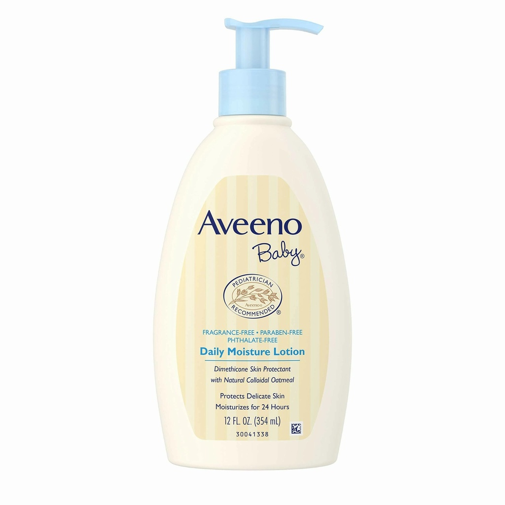 Johnson & Johnson Aveeno 12 fl oz Baby Fragrance Free Daily Moisture Lotion, 12/Case