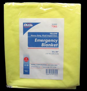 Dukal Emergency Blankets - 54 x 80", Yellow, Heavy Duty Fluid Impervious