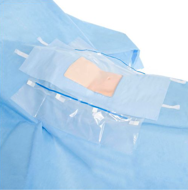 Halyard Drapes, Laparoscopic/Cholecystectomy, Sterile, Hook and Loop Tube, Fabric Reinfmt.