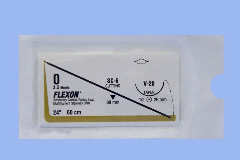 Medtronic Flexon 24 inch Straight & 1/2 Circle Size 0 SC-6 & V-20 Temporary Cardiac Pacing Lead, Clear, 12/Box