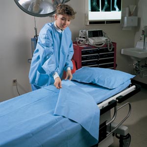 Halyard Bed Sheets, Half Sheet, Blue, 40" x 72", 80/cs