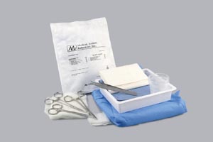 Medical Action Laceration Tray: (1) Overwrap, (1) Fenestrated Drape, (2) Blotting Towels (Blue)