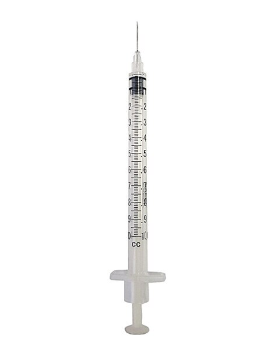 Exel Allergy Syr, 1cc, 27G x ½", Regular Bevel, Grey Cap, 25/tray, 40 trays