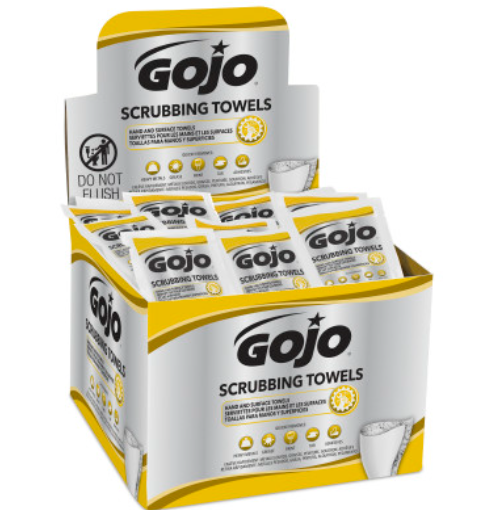 Gojo Scrubbing Towels, 80 Individually Wrapped w/Display Carton, 4 ctn