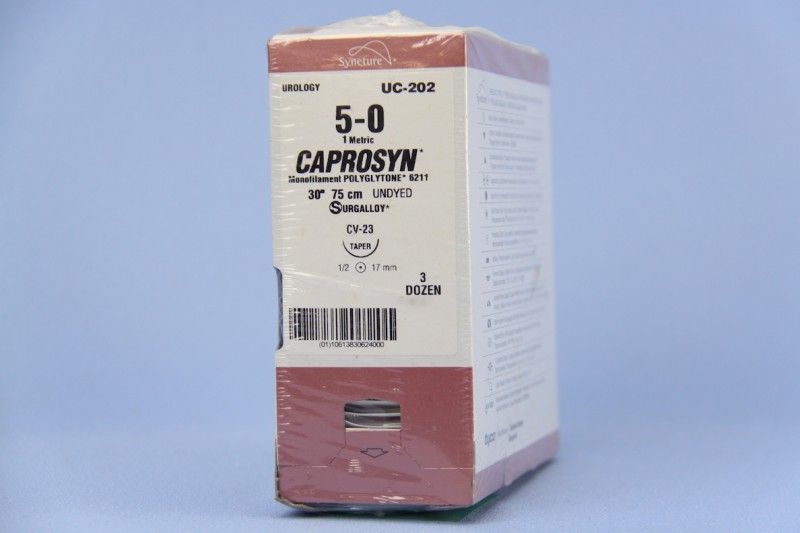 Medtronic Caprosyn 30 inch 1/2 Circle Size 5-0 CV-23 Monofilament Absorbable Suture, 36/Box