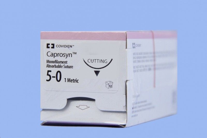 Medtronic Caprosyn 18 inch 3/8 Circle Size 5-0 P-12 Monofilament Absorbable Suture, 12/Box