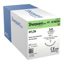 Surgical Specialties Sharpoint Plus 3-0 24 mm Nylon Nonabsorbable Suture with Needle and Black, 12 per Box