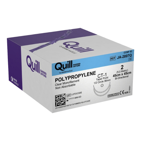 Surgical Specialties Quill 2 45 cm Polypropylene Non Absorbable Suture with Needle and Undyed, 12 per Box