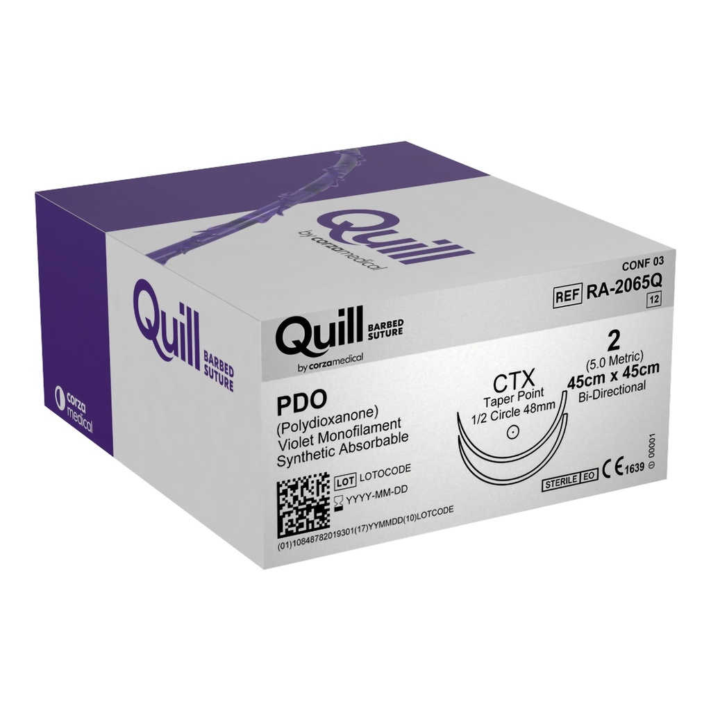 Surgical Specialties Quill 2 45 cm Polydioxanone Absorbable Suture with Needle and Violet, 12 per Box