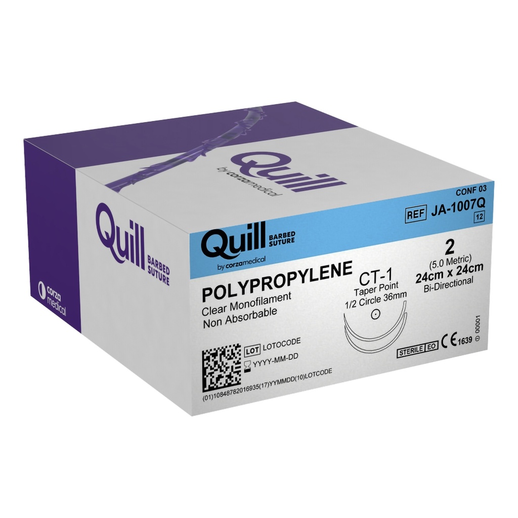 Surgical Specialties Quill 2 24 cm Polypropylene Non Absorbable Suture with Needle and Undyed, 12 per Box