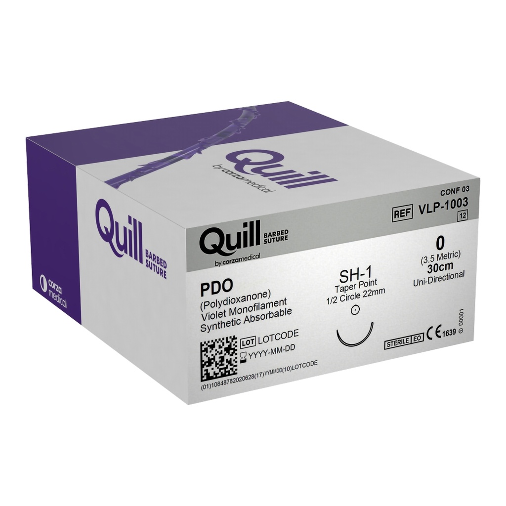 Surgical Specialties Quill Monoderm 22 mm x 30 cm Polydioxanone Absorbable Suture with Needle and Violet, 12 per Box
