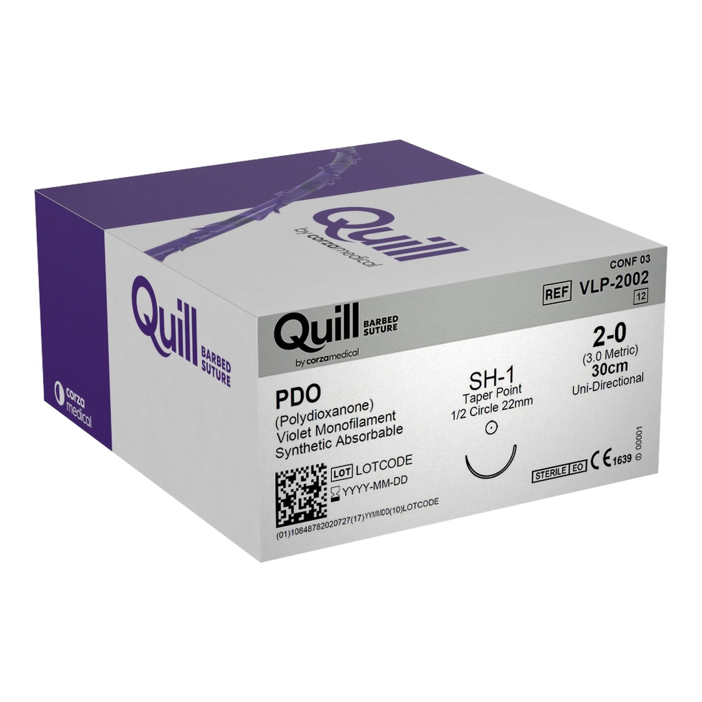Surgical Specialties Quill Monoderm 22 mm x 30 cm Polydioxanone Absorbable Suture with Needle and Violet, 12 per Box