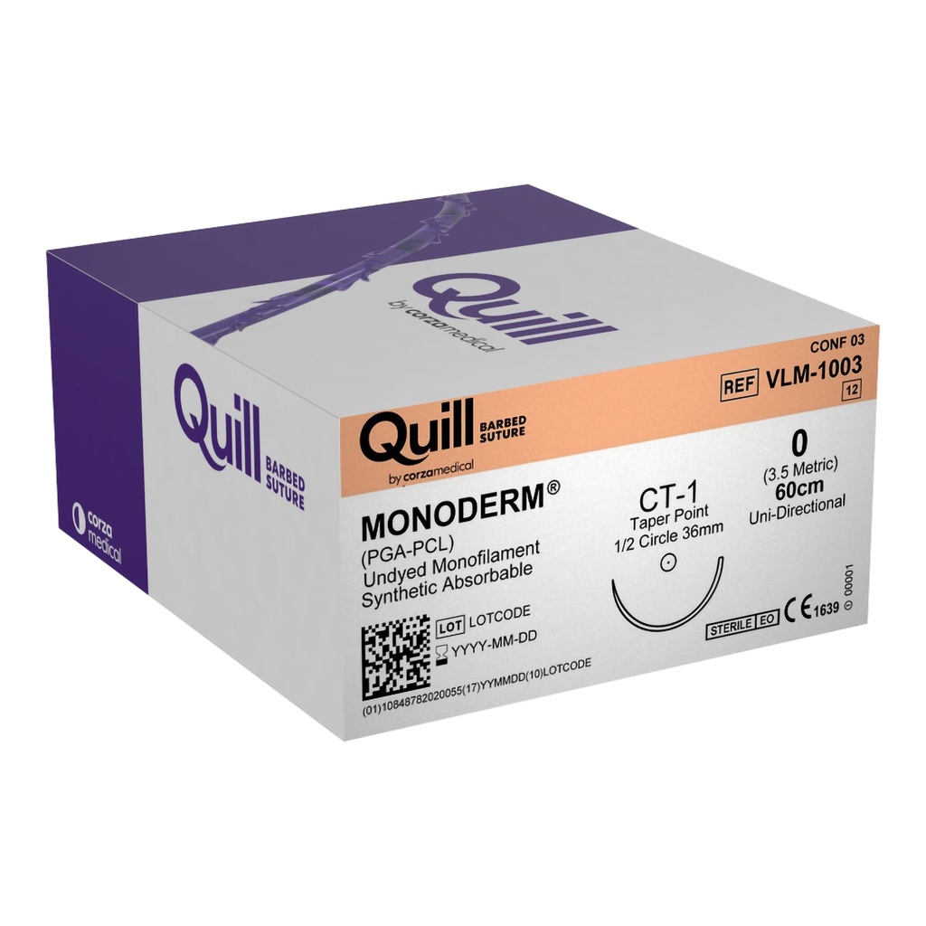 Surgical Specialties Quill Monoderm 36 mm x 60 cm Polyglycolic Acid / PCL Absorbable Suture with Needle and Undyed, 12 per Box