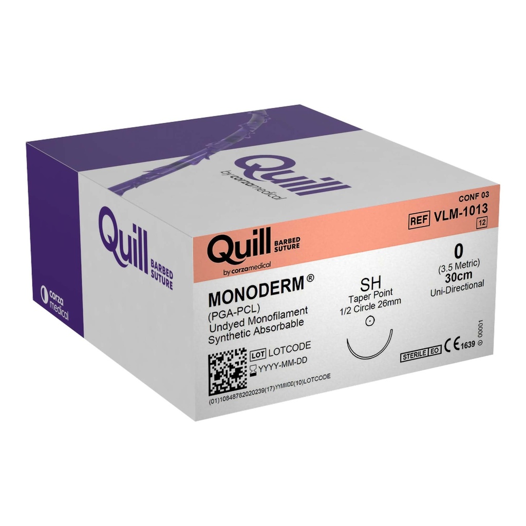 Surgical Specialties Quill Monoderm 26 mm x 30 cm Polyglycolic Acid / PCL Absorbable Suture with Needle and Undyed, 12 per Box