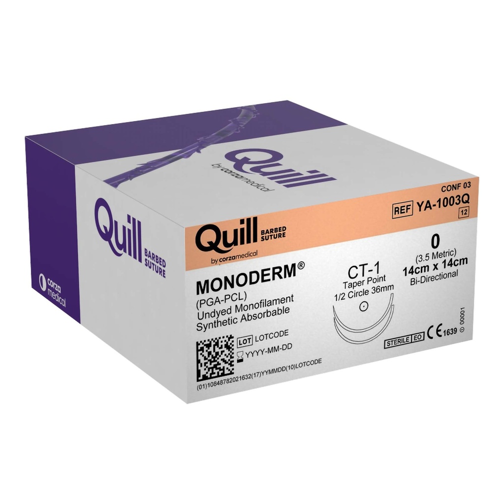 Surgical Specialties Quill Monoderm 0 Taper Point Polyglycolic Acid / PCL Absorbable Suture with Needle and Undyed, 12 per Box
