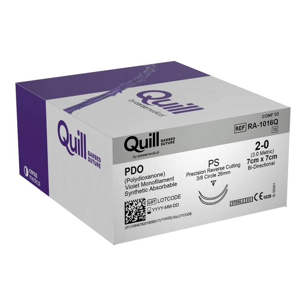 Surgical Specialties Quill 26 mm x 7 cm Polydioxanone Absorbable Suture with Needle and Violet, 12 per Box
