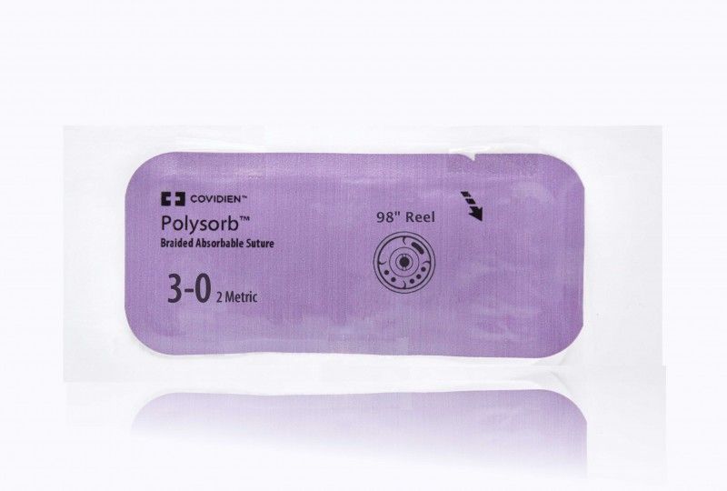 Medtronic Polysorb 250 cm Size 3-0 Reel Braided Synthetic Absorbable Coated Suture, 24/Box