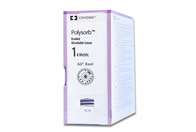 Medtronic Polysorb 150 cm Size 1 Reel Braided Synthetic Absorbable Coated Suture, Violet, 24/Box