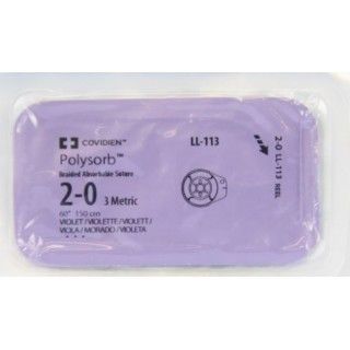 Medtronic Polysorb 150 cm Size 2-0 Reel Braided Synthetic Absorbable Coated Suture, Violet, 24/Box