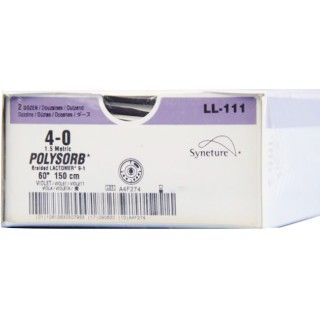 Medtronic Polysorb 150 cm Size 4-0 Reel Braided Synthetic Absorbable Coated Suture, Violet, 24/Box