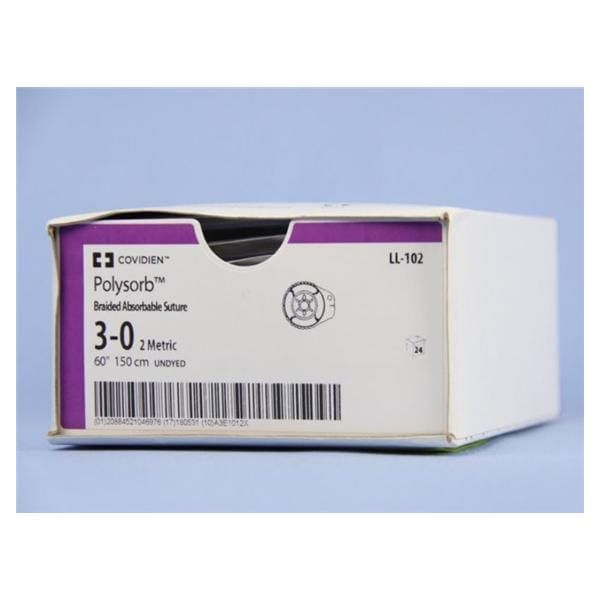 Medtronic Polysorb 150 cm Size 3-0 Reel Braided Synthetic Absorbable Coated Suture, 24/Box