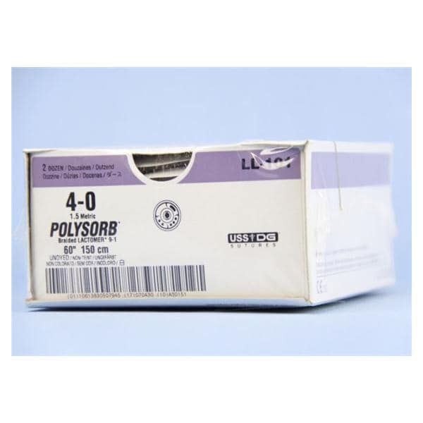 Medtronic Polysorb 150 cm Size 4-0 Reel Braided Synthetic Absorbable Coated Suture, 24/Box