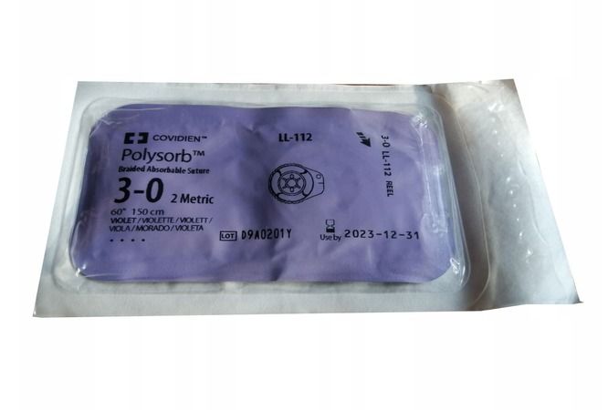 Medtronic Polysorb 150 cm Size 3-0 Reel Braided Synthetic Absorbable Coated Suture, Violet, 24/Box