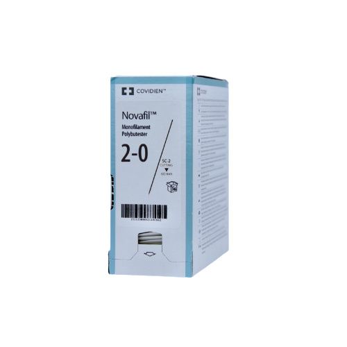 Medtronic Novafil 75 cm Straight Size 2-0 SC-2 Monofilament Polybutester Suture, Blue, 36/Box