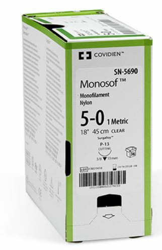 Medtronic Monosof 18 inch Needle GS-18 Size 2 Nylon Suture, Black, 24/Box