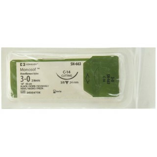 Medtronic Monosof 18 inch Needle C-14 Size 3-0 Nylon Suture, Black, 36/Box