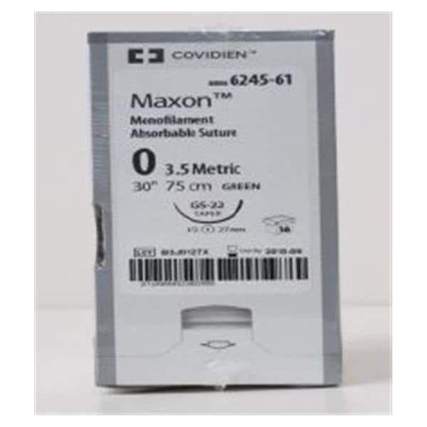 Medtronic Maxon 75 cm 1/2 Circle Size 0 GS-22 Monofilament Polyglyconate Synthetic Absorbable Suture, Green, 36/Box