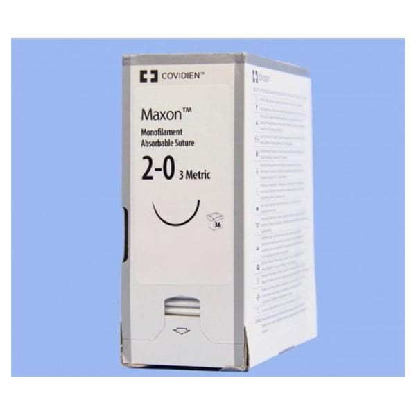 Medtronic Maxon 75 cm 1/2 Circle Size 2-0 GS-22 Monofilament Polyglyconate Synthetic Absorbable Suture, Green, 36/Box