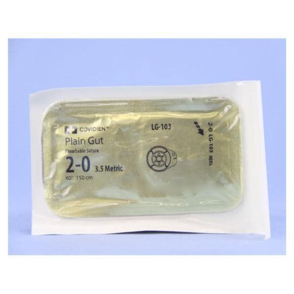 Medtronic Plain Gut 60 inch Size 2-0 Reel Sterile Absorbable Suture, 24/Box