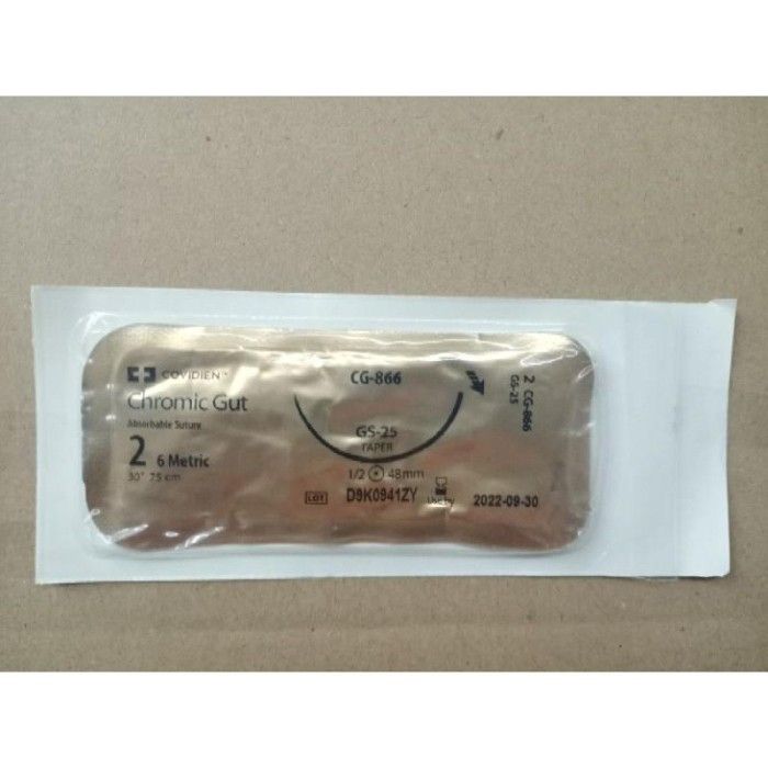 Medtronic Chromic Gut 30 inch 1/2 Circle Size 2 GS-25 Sterile Absorbable Suture, 36/Box