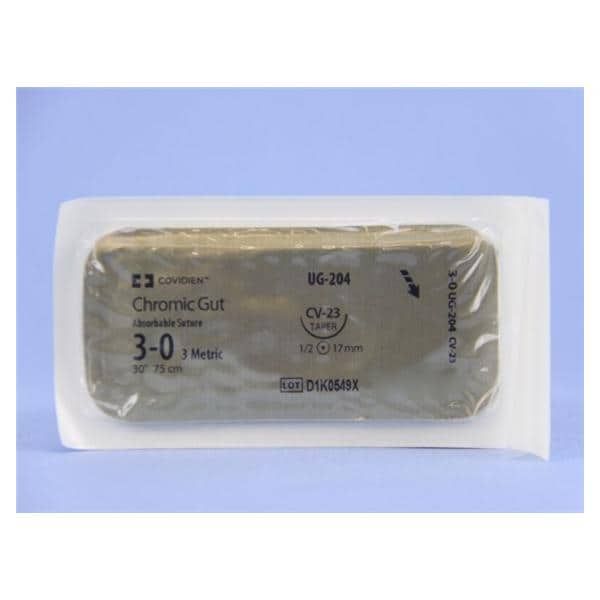 Medtronic Chromic Gut 30 inch 1/2 Circle Size 3-0 CV-23 Sterile Absorbable Suture, 36/Box
