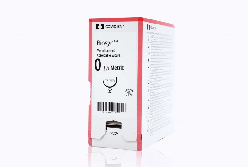Medtronic Biosyn 30 inch 5/8 Circle Size 0 GU-46 Monofilament Absorbable Suture, Violet, 36/Box