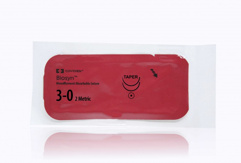 Medtronic Biosyn 36 inch 1/2 Circle Size 3-0 V-20 Monofilament Absorbable Suture, Violet, 36/Box