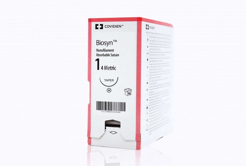 Medtronic Biosyn 36 inch 1/2 Circle Size 1 GS-24 Monofilament Absorbable Suture, Violet, 36/Box