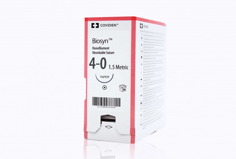 Medtronic Biosyn 18 inch 1/2 Circle Size 4-0 CVF-21 Monofilament Absorbable Suture, 36/Box