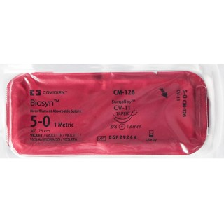Medtronic Biosyn 30 inch 3/8 Circle Size 5-0 CV-11 Monofilament Absorbable Suture, Violet, 36/Box