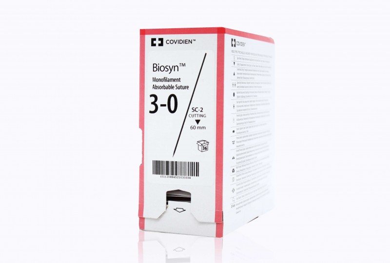 Medtronic Biosyn 30 inch Straight Size 3-0 SC-2 Monofilament Absorbable Suture, 36/Box