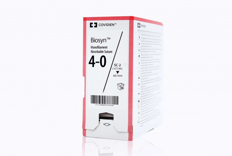 Medtronic Biosyn 30 inch Straight Size 4-0 SC-2 Monofilament Absorbable Suture, 36/Box