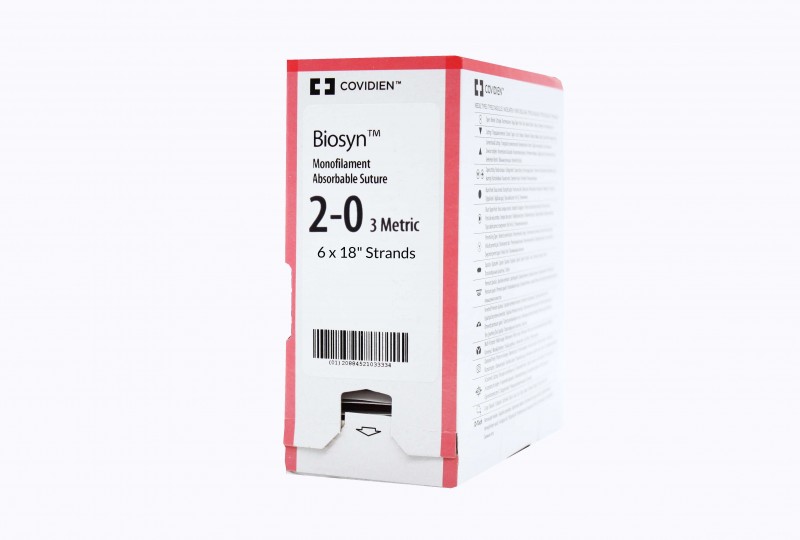 Medtronic Biosyn 6 inch x 18 inch Size 2-0 Pre-Cut Monofilament Absorbable Suture, 24/Box
