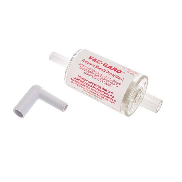 Amsino Eze-Vac® Disposable Canister Ext. VAC-GARD® Shutoff Valve/ Filter, Bacteria Eliminating