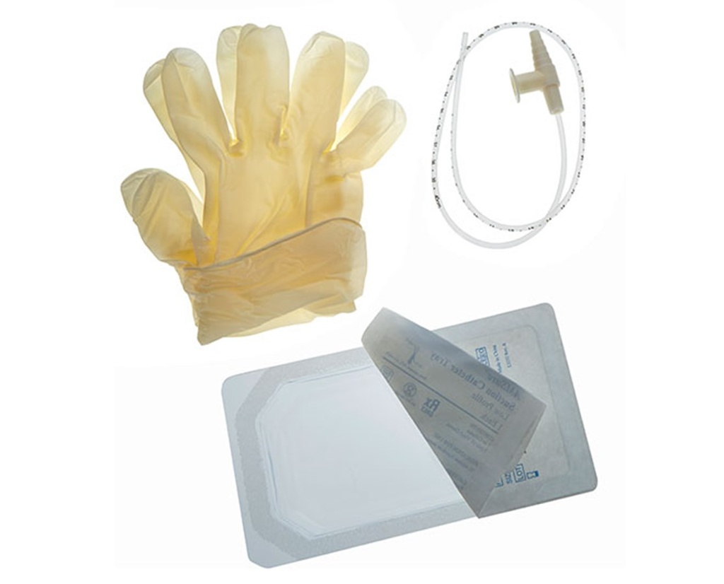 Amsino Amsure® Mini Suction Catheter Kits & Trays, 14FR, 23", Whistle Tip, 1 pr of Vinyl Gloves
