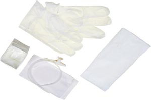 Amsino Amsure® Suction Catheter Kits & Trays, 12FR, Solution Cup & 1 pr of Vinyl Gloves