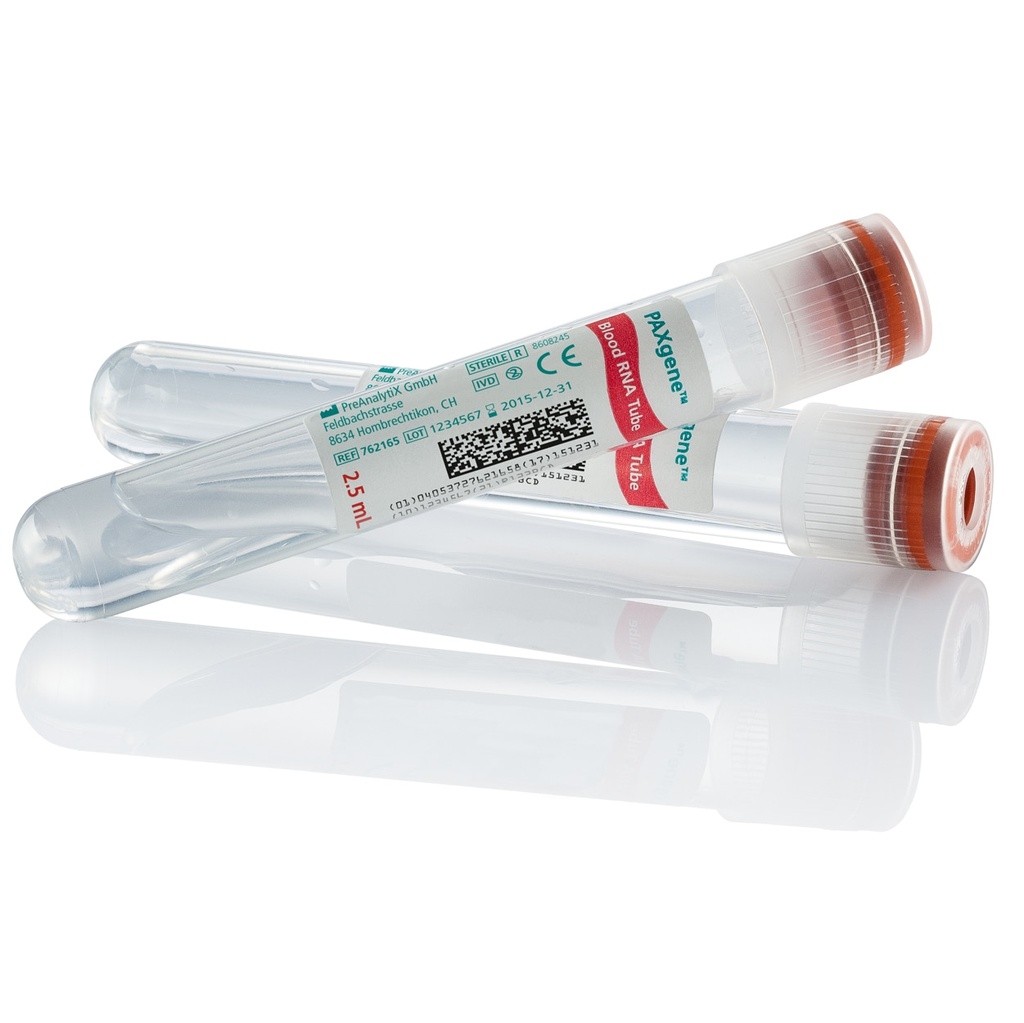 BD Vacutainer PAXgene 16 mm x 100 mm Blood RNA Tubes w/ Hemogard Closure, Red, 100/Case
