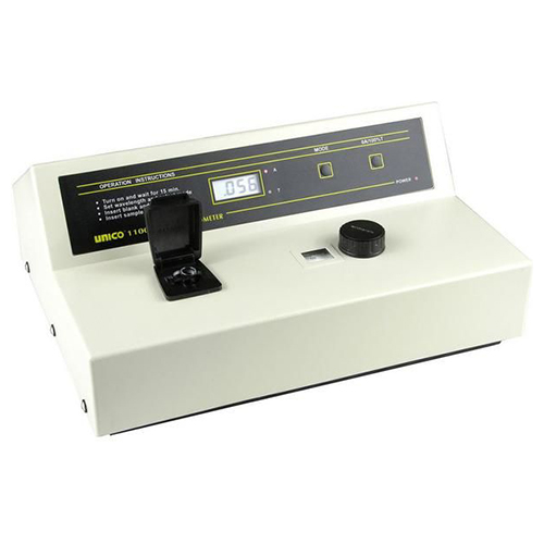 Unico Basic Visible 20 nm Bandpass Spectrophotometer in 110V with 10mm Square Cuvette Adapter, Dust Cover