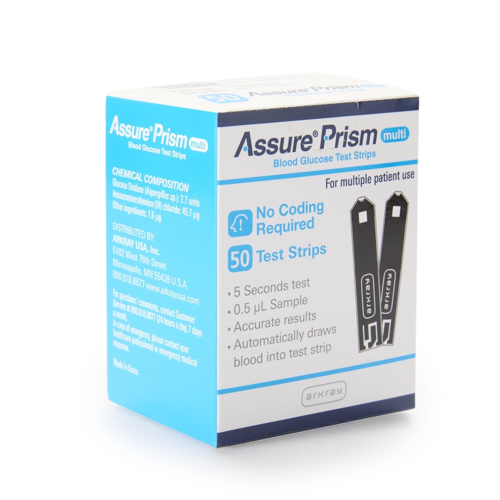 Arkray Assure® Prism Blood Glucose, Blood Glucose Test Strips, Auto Code, 50/btl
